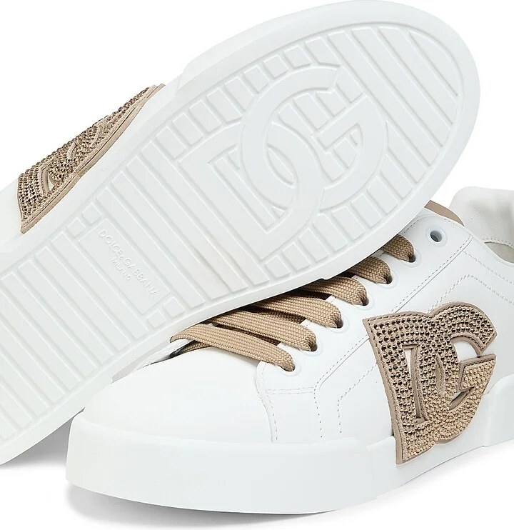 Women's Portofino Leather Sneakers - Bianco Taupe - Size 5 - Image 6