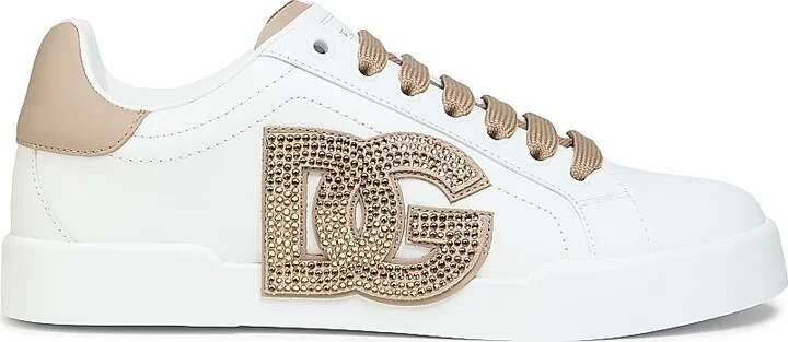 Women's Portofino Leather Sneakers - Bianco Taupe - Size 5