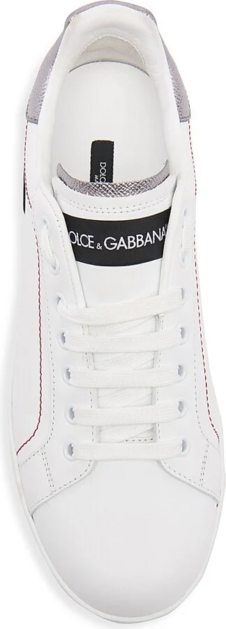 Women's Portofino Logo Leather Sneakers - Bianco Argento - Size 5 - Image 5