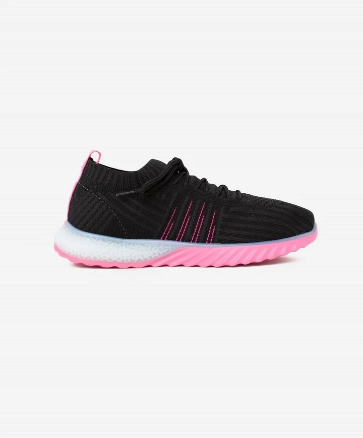 Women's Positive Lace Up Sneaker In Black/ Pink