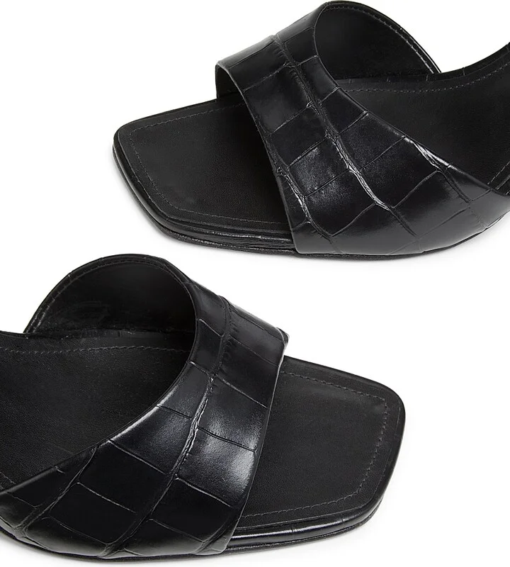 Women's Posseni 90MM Embossed Leather Sandals - Black - Size 5 - Image 5