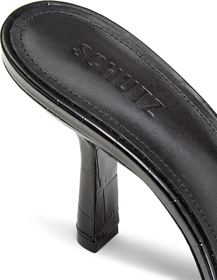 Women's Posseni 90MM Embossed Leather Sandals - Black - Size 5 - Image 6