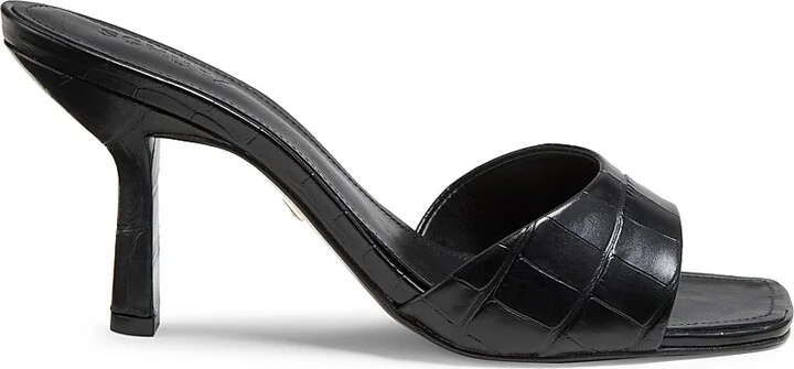 Women's Posseni 90MM Embossed Leather Sandals - Black - Size 5