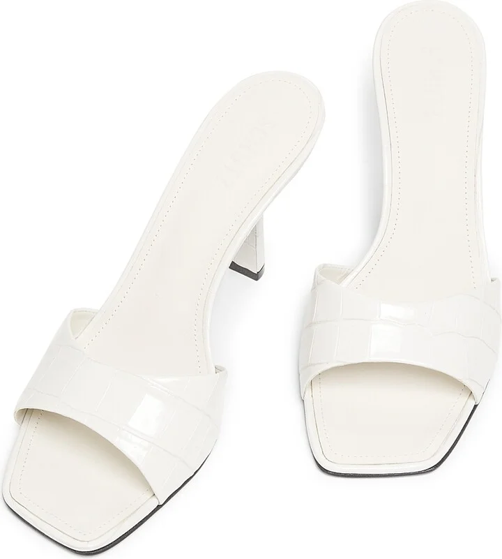 Women's Posseni 90MM Embossed Leather Sandals - Pearl - Size 5 - Image 4