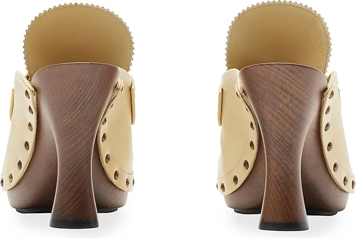 Women's Potter 75MM Leather Studded Clogs - Bake - Size 7 - Image 3