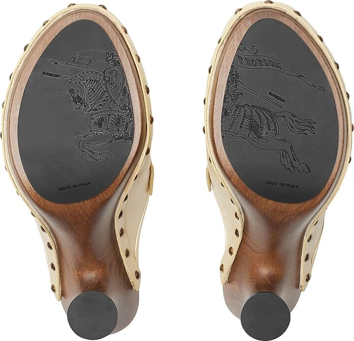 Women's Potter 75MM Leather Studded Clogs - Bake - Size 7 - Image 5