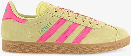 Womens Power Yellow Lucid Pink Gazelle Suede Low-Top Trainers 9