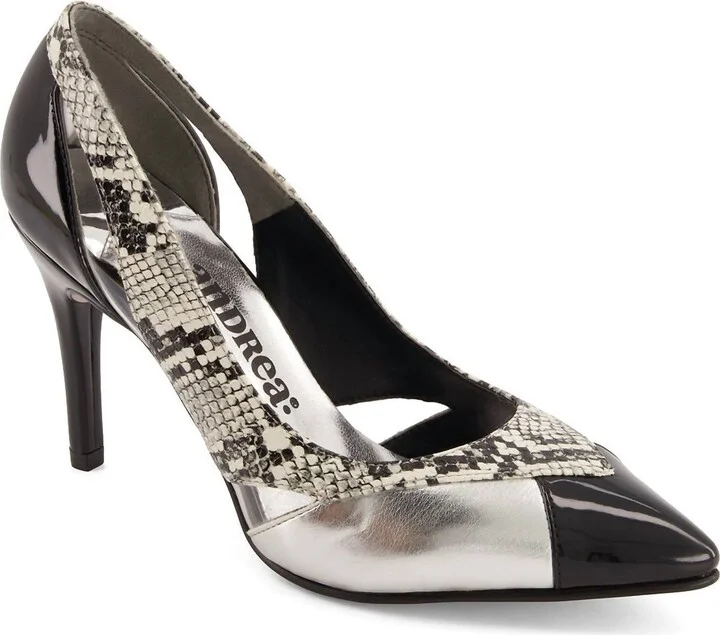 Women's Premium High Heels Python Stilettos Pumps In Silver