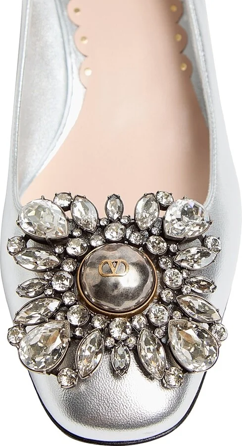 Women's Preshoes 45MM Crystals Laminated Nappa Pumps - Silver - Size 7 - Image 3