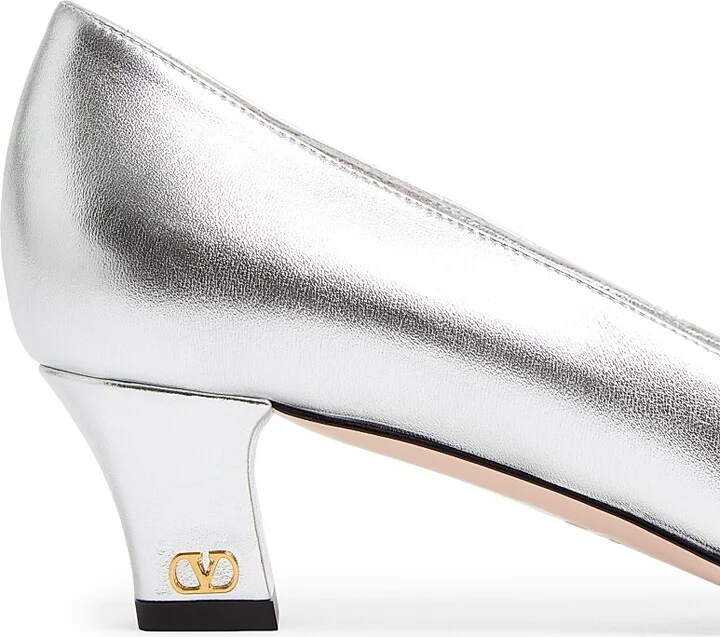 Women's Preshoes 45MM Crystals Laminated Nappa Pumps - Silver - Size 7 - Image 5