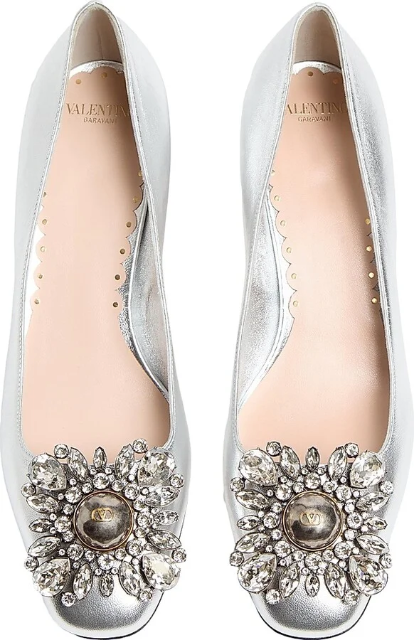 Women's Preshoes 45MM Crystals Laminated Nappa Pumps - Silver - Size 7 - Image 6