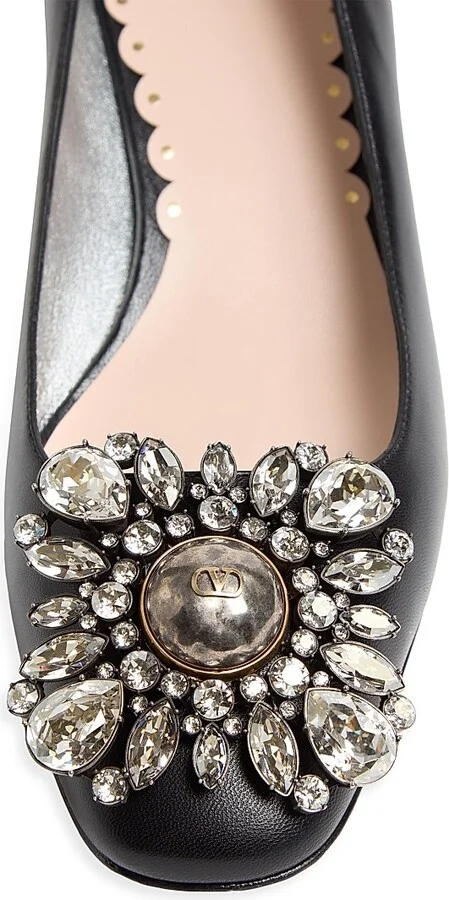Women's Preshoes Kidskin Crystals 45MM Pumps - Black Silver - Size 7 - Image 5
