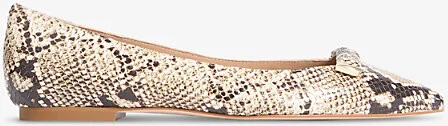 Womens Pri-Black/White Blair Bar-Trim Leather Ballet Flats Eur 41 / 8 Uk Women