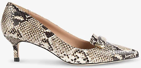 Womens Pri-Black/White Caryn Bar-Trim Leather Heeled Courts Eur 36 / 3 Uk Women