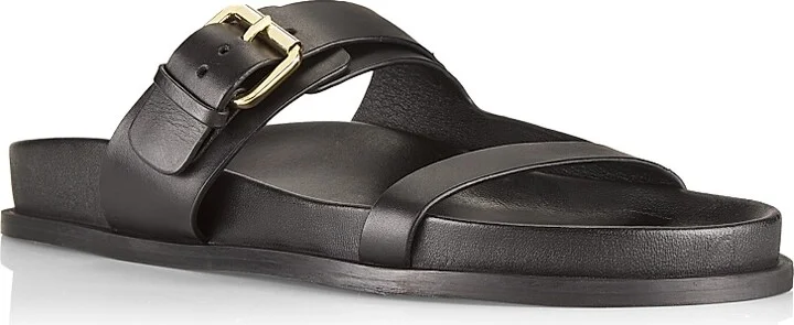 Women's Prince Leather Open-Toe Sandals - Black - Size 5 - Image 2