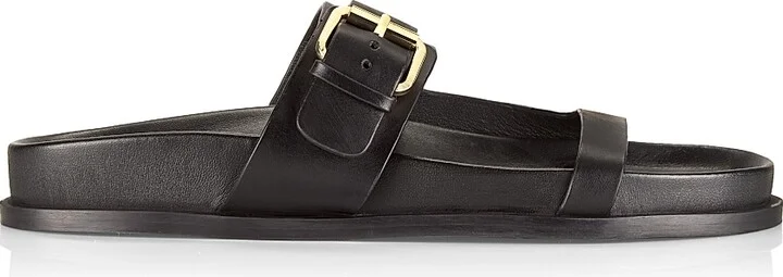 Women's Prince Leather Open-Toe Sandals - Black - Size 5