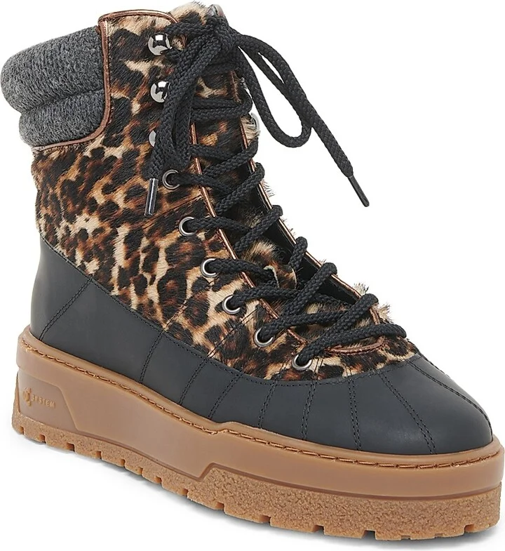Women's Printed Calf Hair Platform Ankle Boots - Leopard Black Wood - Size 6 - Image 2
