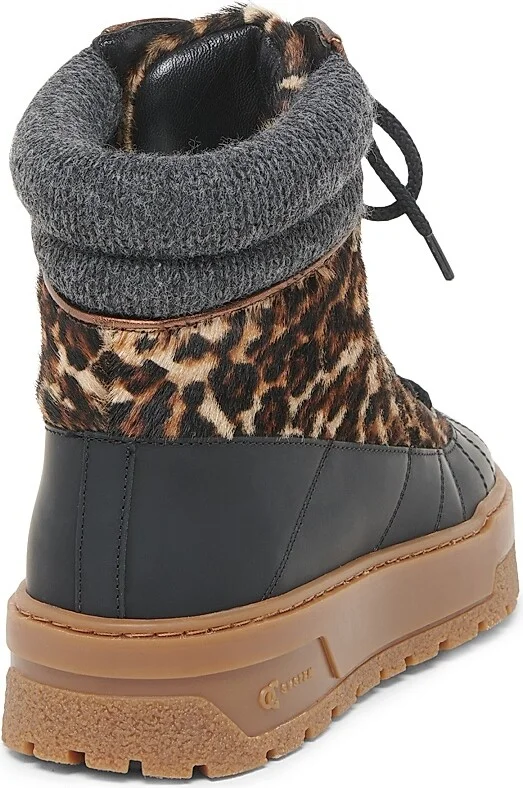 Women's Printed Calf Hair Platform Ankle Boots - Leopard Black Wood - Size 6 - Image 3