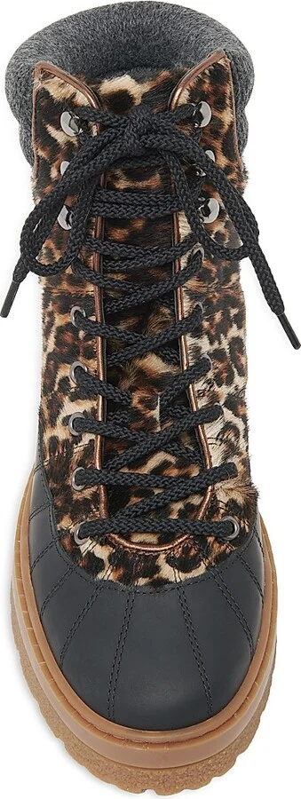 Women's Printed Calf Hair Platform Ankle Boots - Leopard Black Wood - Size 6 - Image 4