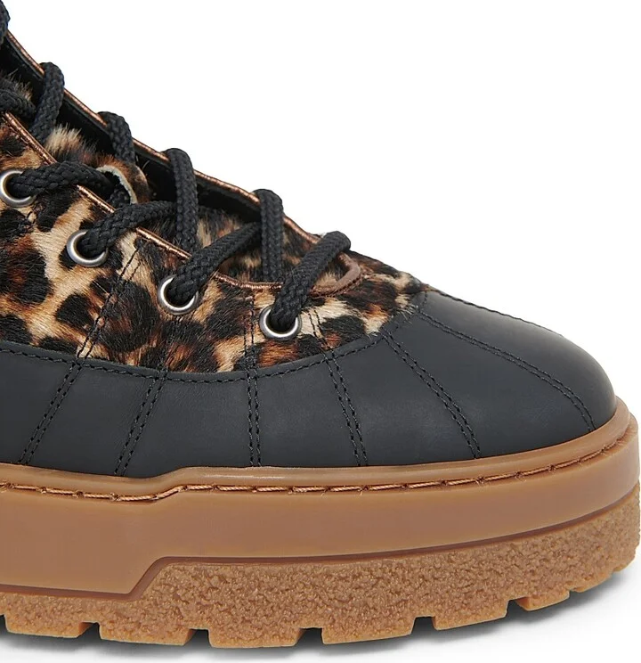 Women's Printed Calf Hair Platform Ankle Boots - Leopard Black Wood - Size 6 - Image 5