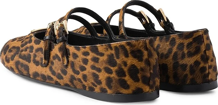 Women's Printed Leather Ballerinas - Beige Khaki - Size 4.5 - Image 3