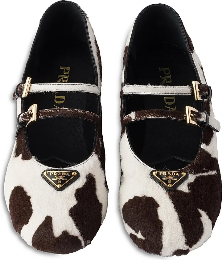 Women's Printed Leather Ballerinas - White - Size 7 - Image 2