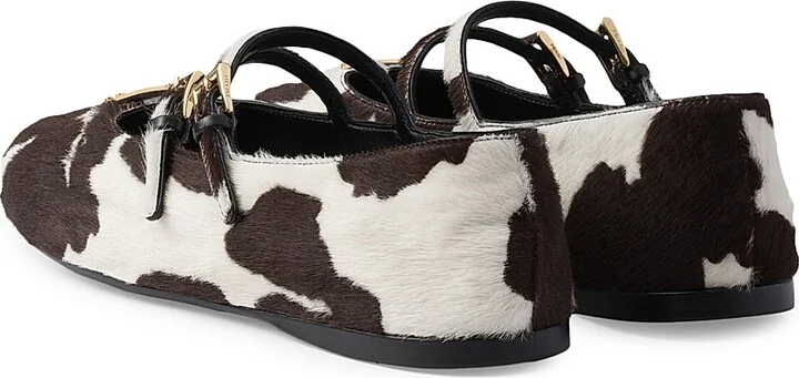 Women's Printed Leather Ballerinas - White - Size 7 - Image 3