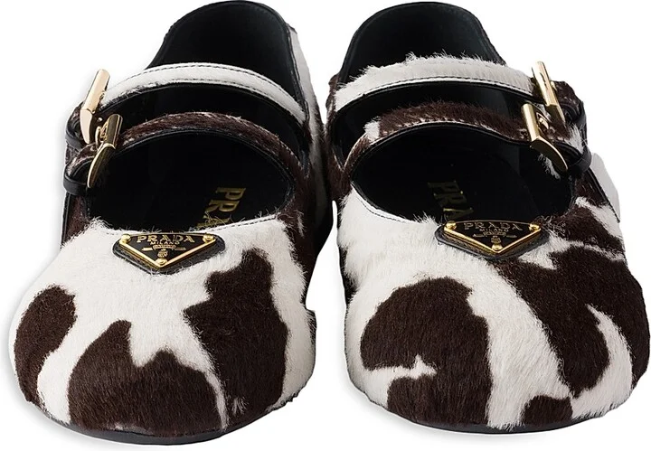 Women's Printed Leather Ballerinas - White - Size 7 - Image 4