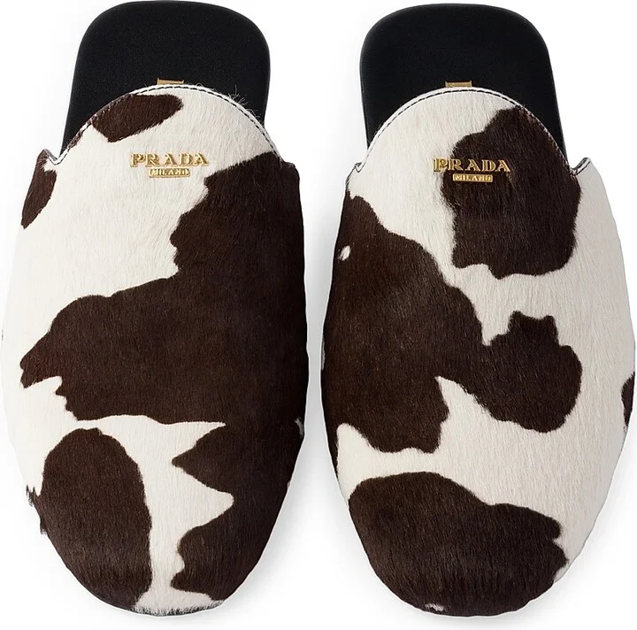 Women's Printed Leather Mules - White - Size 9 - Image 2