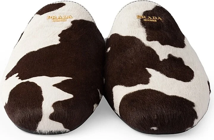 Women's Printed Leather Mules - White - Size 9 - Image 4