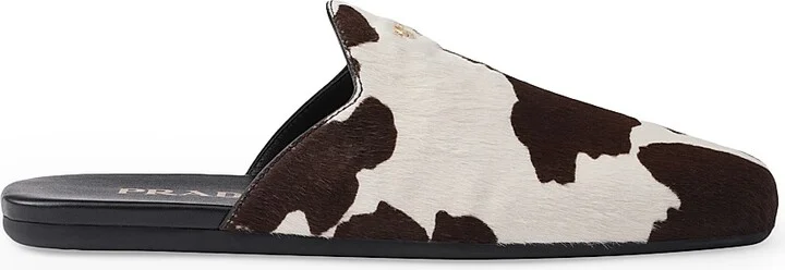 Women's Printed Leather Mules - White - Size 9