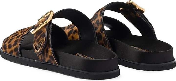 Women's Printed Leather Slides - Black - Size 9 - Image 3