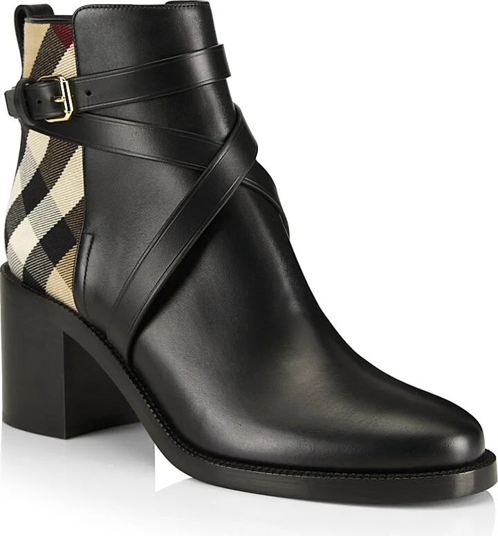 Women's Pryle House Check & Leather Ankle Boots - Black Arch - Size 5 - Image 2