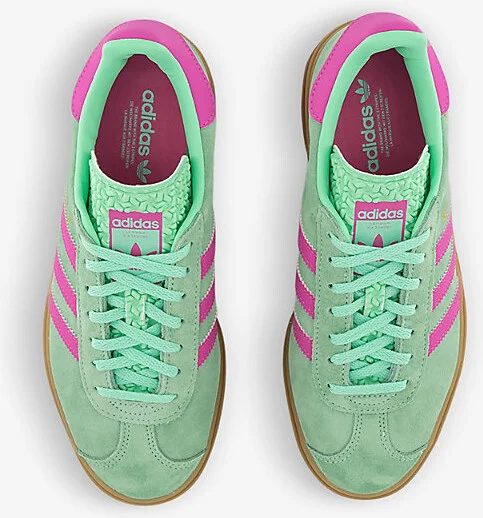 Womens Pulse Mint Pink Gazelle Bold Brand-Stripe Suede Low-Top Trainers Eur 37 / 4 Uk Women - Image 2