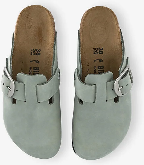 Womens Pure Sage Boston Big Buckle Leather Clogs Eur 40 / 7 Uk Women - Image 2