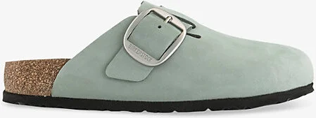 Womens Pure Sage Boston Big Buckle Leather Clogs Eur 40 / 7 Uk Women