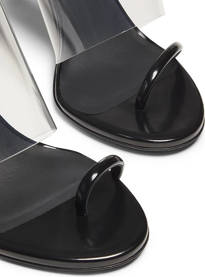Women's PVC & Leather 90MM Stiletto Sandals - Noir - Size 5 - Image 2