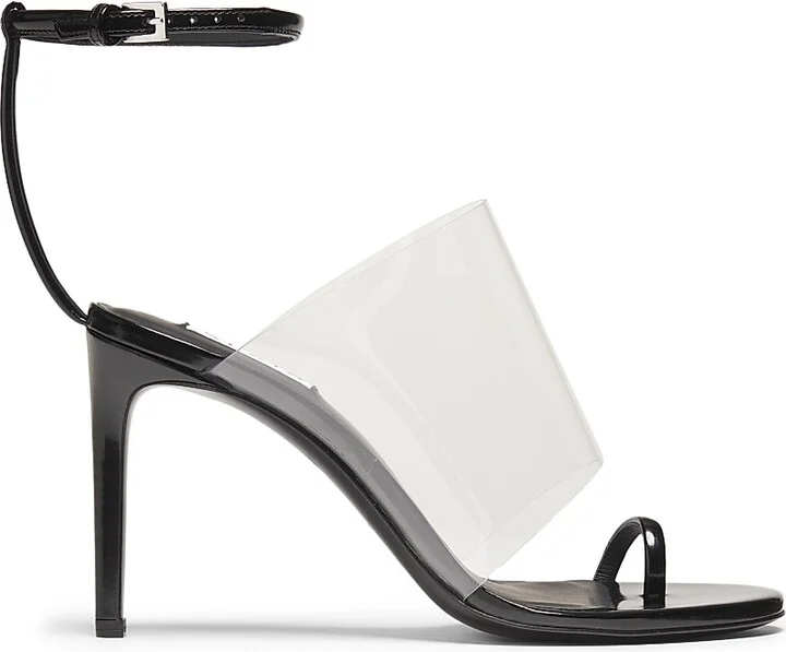 Women's PVC & Leather 90MM Stiletto Sandals - Noir - Size 5