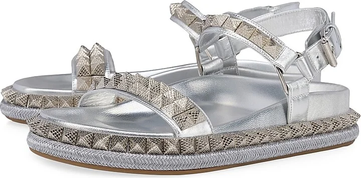 Women's Pyrabizz Flat Sandals - Silver - Size 4 - Image 2