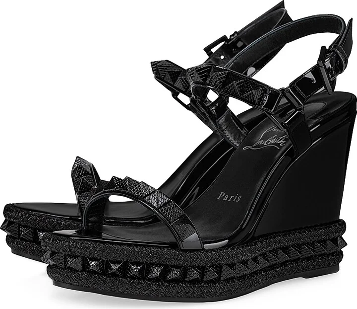 Women's Pyraclou 110MM Patent Leather Wedges - Black - Size 6 - Image 2