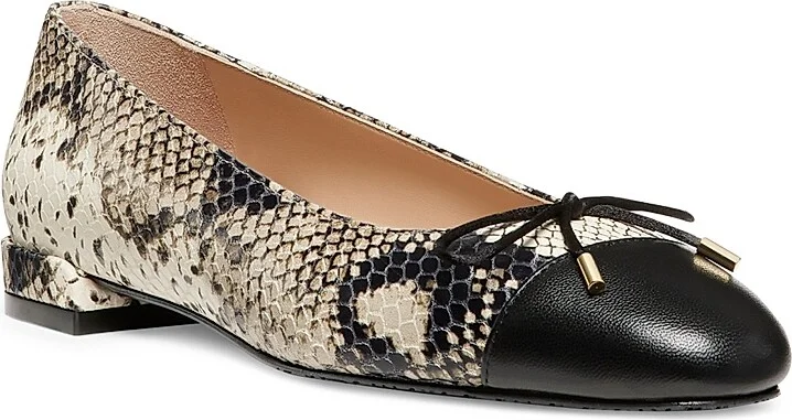 Women's Python-Print Bow Flats - New Roccia Black - Size 6 - Image 2