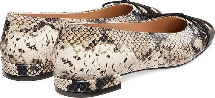 Women's Python-Print Bow Flats - New Roccia Black - Size 6 - Image 3
