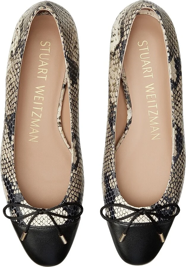 Women's Python-Print Bow Flats - New Roccia Black - Size 6 - Image 4