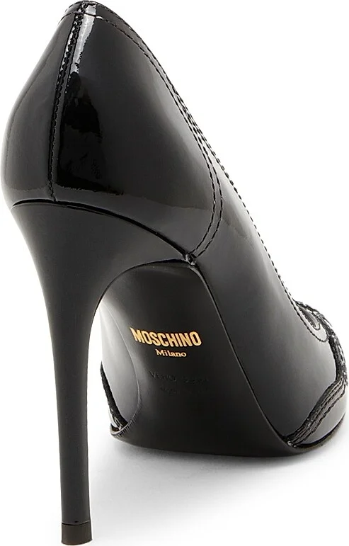 Women's Question Stitching 100MM Leather Pumps - Black - Size 5.5 - Image 3