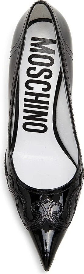Women's Question Stitching 100MM Leather Pumps - Black - Size 5.5 - Image 5