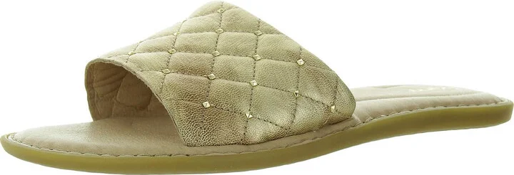 Womens Quilted Leather Slide Sandals