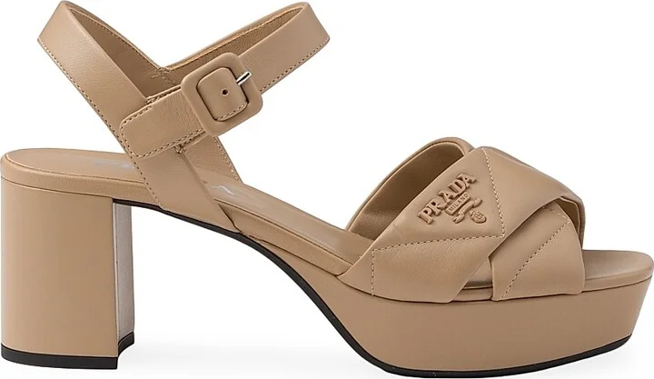 Women's Quilted Nappa Leather Platform Sandals - Black - Size 9 - Image 10