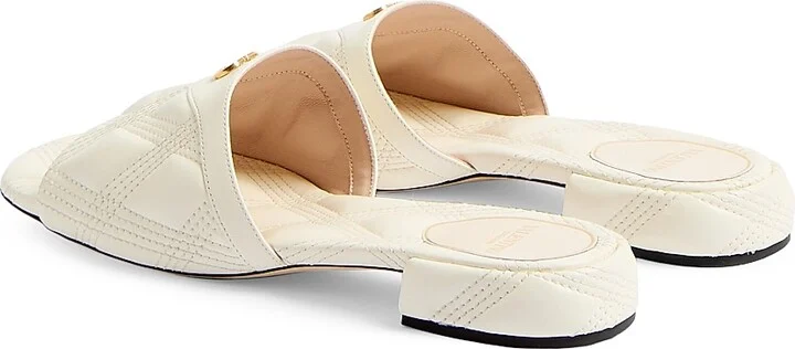 Women's Quiltie 67 Quilted Nappa Leather 20MM Slide Sandals - Ivory - Size 7 - Image 3