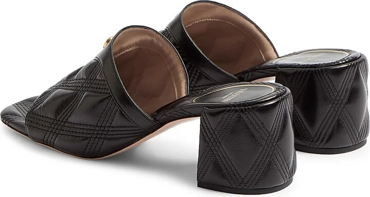 Women's Quiltie 67 Quilted Nappa Leather 60MM Slide Sandals - Black - Size 7 - Image 3