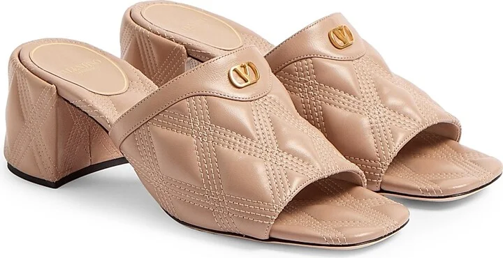 Women's Quiltie 67 Quilted Nappa Leather 60MM Slide Sandals - Black - Size 7 - Image 8